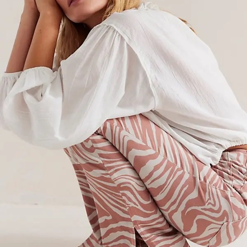 Free people We The Free Tan and White Bootcut Pants